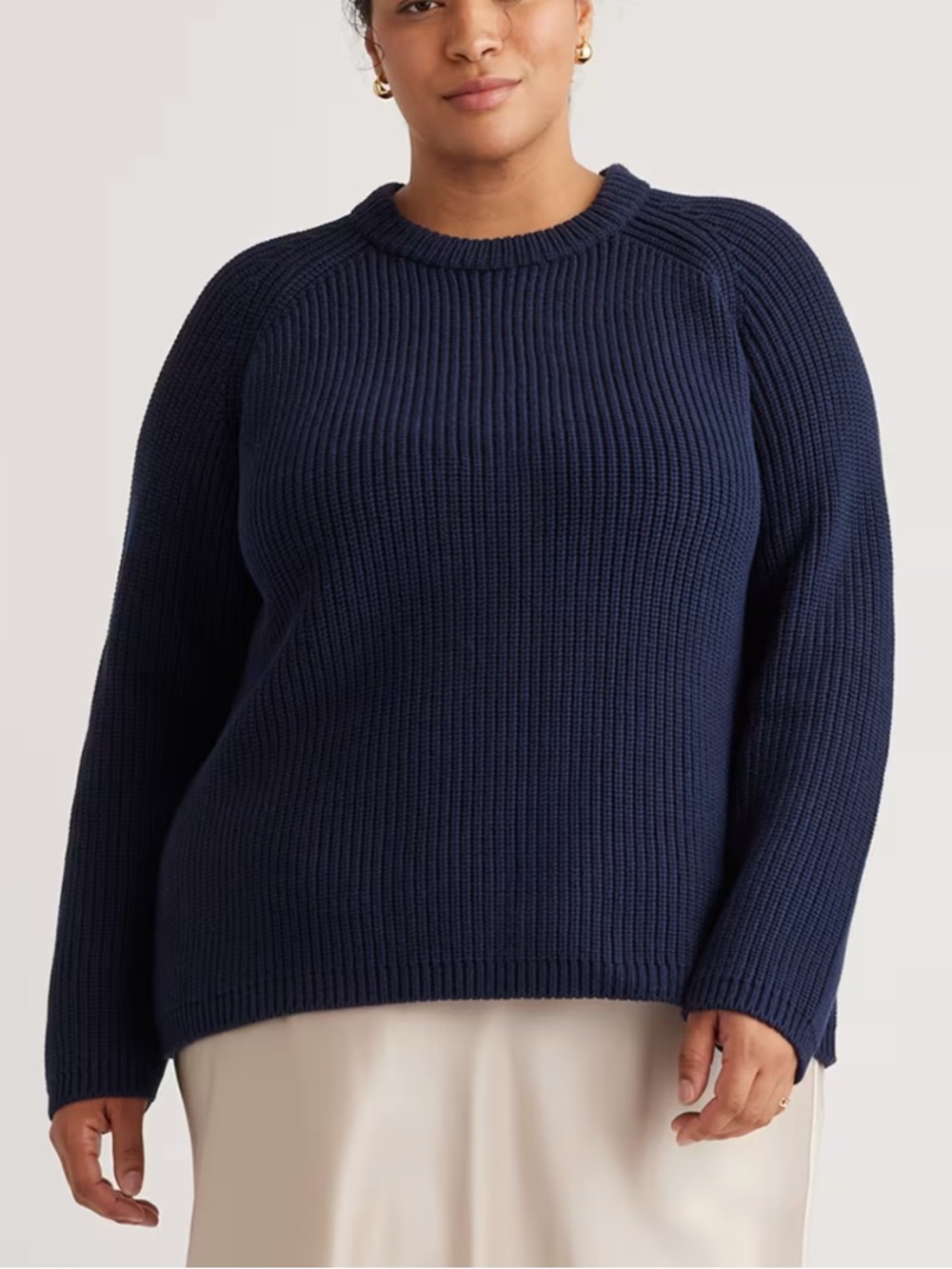 Quince Organic Cotton Fisherman Crew Neck Sweater Navy Blue Size 1X